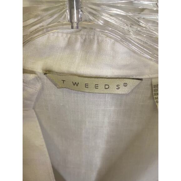 Tweeds White Ruffle detail linen tunic style Pull over blouse size Medium - Picture 4 of 6